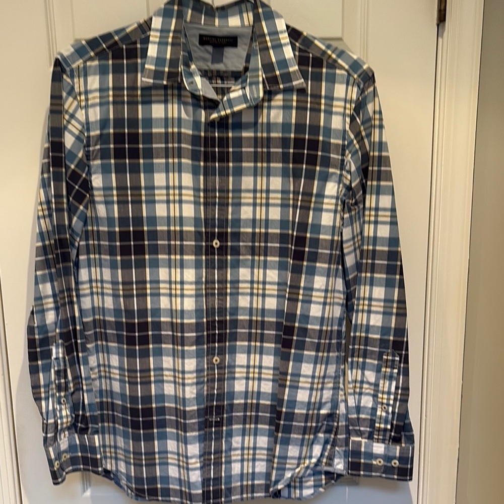 J. Crew Blue and Yellow Plaid Shirt Medium- 15/15.5